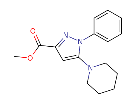 1H-Pyrazole-3-carboxylic acid, 1-phenyl-5-(1-piperidinyl)-, methyl ester