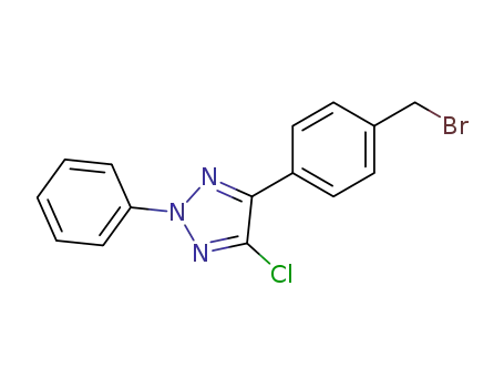 Molecular Structure of 61310-04-1 (2H-1,2,3-Triazole, 4-[4-(bromomethyl)phenyl]-5-chloro-2-phenyl-)