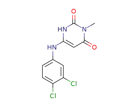 Molecular Structure of 65626-83-7 (2,4(1H,3H)-Pyrimidinedione, 6-[(3,4-dichlorophenyl)amino]-3-methyl-)