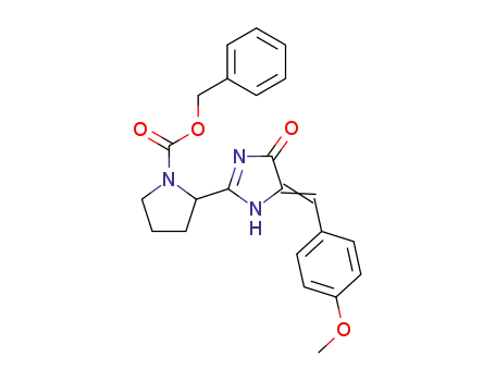 Molecular Structure of 63808-56-0 (1-Pyrrolidinecarboxylic acid,
2-[4,5-dihydro-5-[(4-methoxyphenyl)methylene]-4-oxo-1H-imidazol-2-yl]-
, phenylmethyl ester, (S)-)