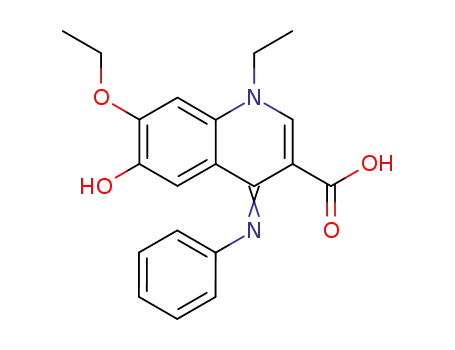 Molecular Structure of 61324-50-3 (3-Quinolinecarboxylic acid,
7-ethoxy-1-ethyl-1,4-dihydro-6-hydroxy-4-(phenylimino)-)