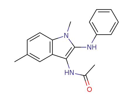Molecular Structure of 63112-74-3 (Acetamide, N-[1,5-dimethyl-2-(phenylamino)-1H-indol-3-yl]-)
