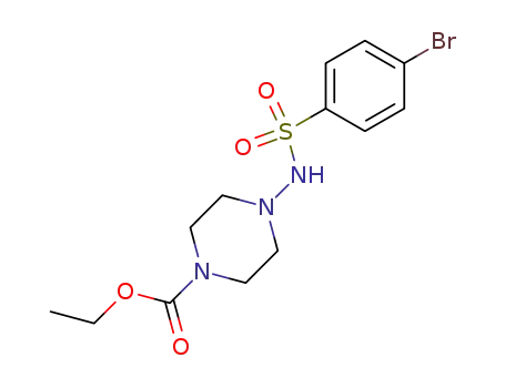 Molecular Structure of 64268-83-3 (1-Piperazinecarboxylic acid, 4-[[(4-bromophenyl)sulfonyl]amino]-, ethyl
ester)