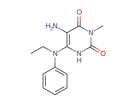Molecular Structure of 62348-51-0 (2,4(1H,3H)-Pyrimidinedione, 5-amino-6-(ethylphenylamino)-3-methyl-)