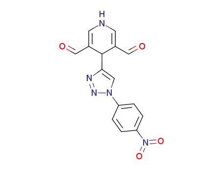 Molecular Structure of 62827-36-5 (3,5-Pyridinedicarboxaldehyde,
1,4-dihydro-4-[1-(4-nitrophenyl)-1H-1,2,3-triazol-4-yl]-)
