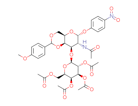 2-Acetamido-2-deoxy-4,6-O-(4-methoxybenzylidene)-3-O-(2,3,4,6-tetra-O-acetyl-β-D-galactopyranosyl)-4-nitrophenyl-α-D-galactopyranoside
