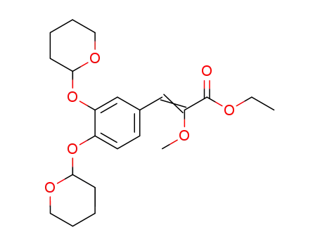 Molecular Structure of 61854-91-9 (2-Propenoic acid,
3-[3,4-bis[(tetrahydro-2H-pyran-2-yl)oxy]phenyl]-2-methoxy-, ethyl ester)