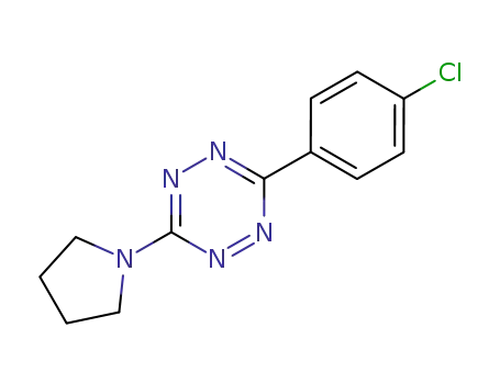 Molecular Structure of 67766-74-9 (1,2,4,5-Tetrazine, 3-(4-chlorophenyl)-6-(1-pyrrolidinyl)-)