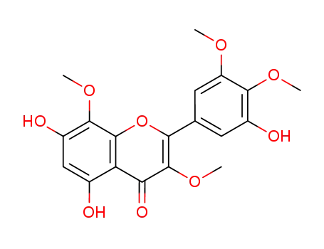 Molecular Structure of 21634-47-9 (4H-1-Benzopyran-4-one,
5,7-dihydroxy-2-(3-hydroxy-4,5-dimethoxyphenyl)-3,8-dimethoxy-)