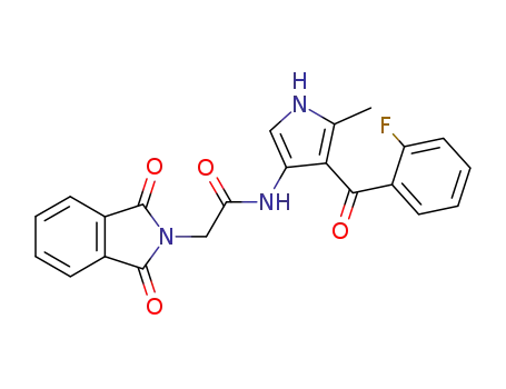 Molecular Structure of 57435-99-1 (2H-Isoindole-2-acetamide,
N-[4-(2-fluorobenzoyl)-5-methyl-1H-pyrrol-3-yl]-1,3-dihydro-1,3-dioxo-)