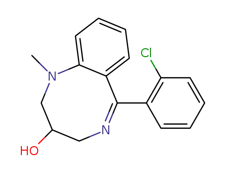 Molecular Structure of 63062-29-3 (1,5-Benzodiazocin-3-ol, 6-(2-chlorophenyl)-1,2,3,4-tetrahydro-1-methyl-)