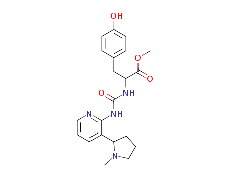 Molecular Structure of 65952-56-9 (L-Tyrosine, N-[[[3-(1-methyl-2-pyrrolidinyl)-2-pyridinyl]amino]carbonyl]-,
methyl ester, (S)-)