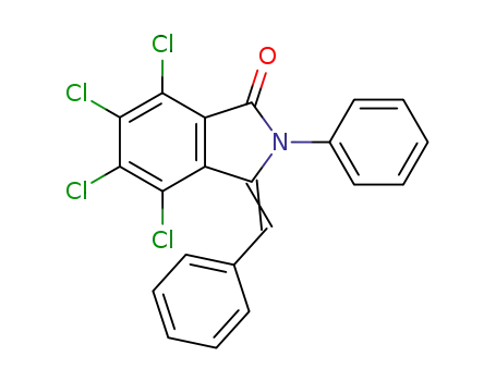Molecular Structure of 63586-03-8 (1H-Isoindol-1-one,
4,5,6,7-tetrachloro-2,3-dihydro-2-phenyl-3-(phenylmethylene)-)
