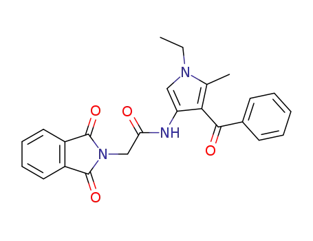 Molecular Structure of 57436-01-8 (2H-Isoindole-2-acetamide,
N-(4-benzoyl-1-ethyl-5-methyl-1H-pyrrol-3-yl)-1,3-dihydro-1,3-dioxo-)