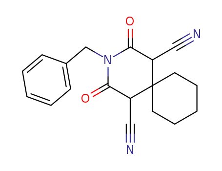 Molecular Structure of 64729-47-1 (3-Azaspiro[5.5]undecane-1,5-dicarbonitrile,
2,4-dioxo-3-(phenylmethyl)-)