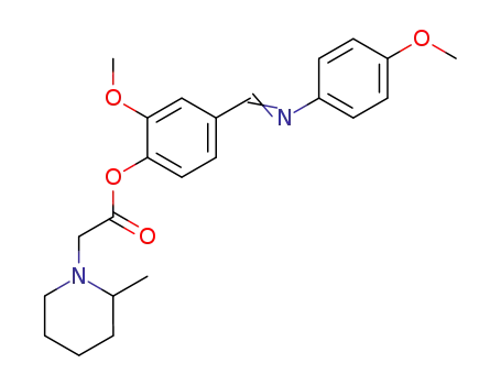 Molecular Structure of 61612-70-2 (1-Piperidineacetic acid, 2-methyl-,
2-methoxy-4-[[(4-methoxyphenyl)imino]methyl]phenyl ester)
