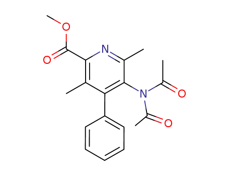 Molecular Structure of 64035-27-4 (2-Pyridinecarboxylic acid, 5-(diacetylamino)-3,6-dimethyl-4-phenyl-,
methyl ester)