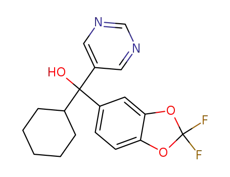 Molecular Structure of 56425-99-1 (5-Pyrimidinemethanol,
a-cyclohexyl-a-(2,2-difluoro-1,3-benzodioxol-5-yl)-)