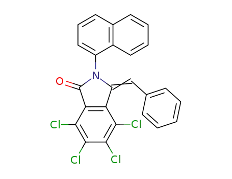 Molecular Structure of 63586-05-0 (1H-Isoindol-1-one,
4,5,6,7-tetrachloro-2,3-dihydro-2-(1-naphthalenyl)-3-(phenylmethylene)-)