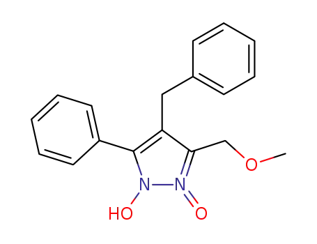 Molecular Structure of 61355-08-6 (1H-Pyrazole, 1-hydroxy-3-(methoxymethyl)-5-phenyl-4-(phenylmethyl)-,
2-oxide)