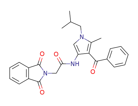 Molecular Structure of 57436-04-1 (2H-Isoindole-2-acetamide,
N-[4-benzoyl-5-methyl-1-(2-methylpropyl)-1H-pyrrol-3-yl]-1,3-dihydro-1,
3-dioxo-)