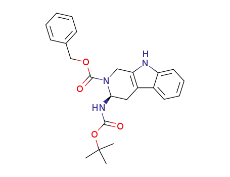 Molecular Structure of 60716-60-1 (2H-Pyrido[3,4-b]indole-2-carboxylic acid,
3-[[(1,1-dimethylethoxy)carbonyl]amino]-1,3,4,9-tetrahydro-,
phenylmethyl ester, (S)-)