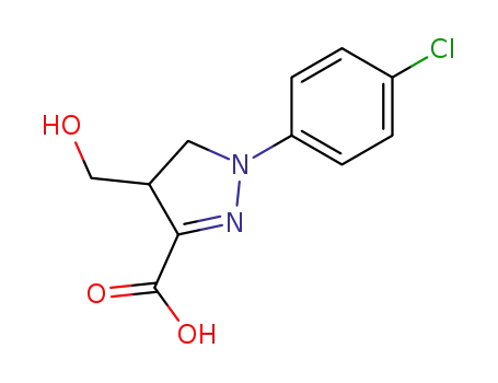 Molecular Structure of 61364-06-5 (1H-Pyrazole-3-carboxylic acid,
1-(4-chlorophenyl)-4,5-dihydro-4-(hydroxymethyl)-)