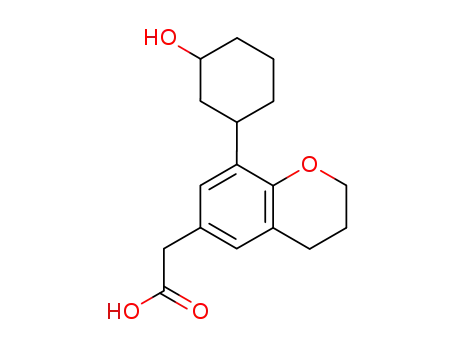 Molecular Structure of 63476-50-6 (2H-1-Benzopyran-6-acetic acid, 3,4-dihydro-8-(3-hydroxycyclohexyl)-)