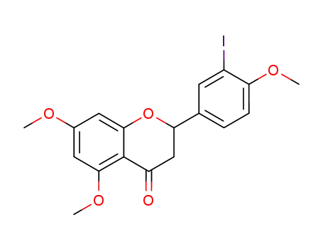 Molecular Structure of 94004-02-1 (4H-1-Benzopyran-4-one,
2,3-dihydro-2-(3-iodo-4-methoxyphenyl)-5,7-dimethoxy-)