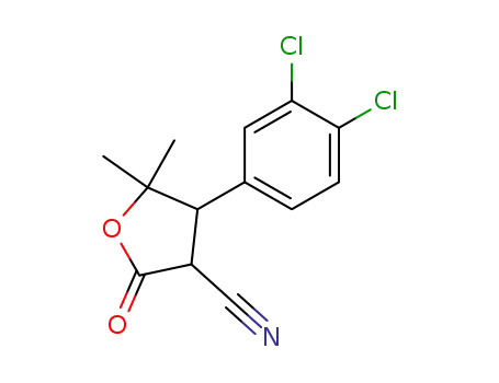 Molecular Structure of 63506-91-2 (3-Furancarbonitrile,
4-(3,4-dichlorophenyl)tetrahydro-5,5-dimethyl-2-oxo-)