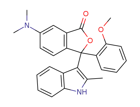 Molecular Structure of 62633-04-9 (1(3H)-Isobenzofuranone,
6-(dimethylamino)-3-(2-methoxyphenyl)-3-(2-methyl-1H-indol-3-yl)-)