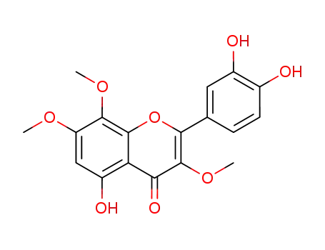 Molecular Structure of 4693-88-3 (4H-1-Benzopyran-4-one,
2-(3,4-dihydroxyphenyl)-5-hydroxy-3,7,8-trimethoxy-)