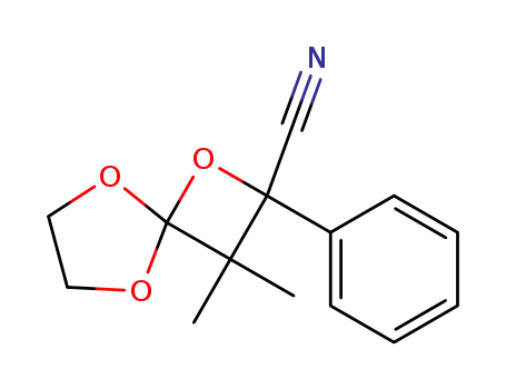 Molecular Structure of 62842-00-6 (1,5,8-Trioxaspiro[3.4]octane-2-carbonitrile, 3,3-dimethyl-2-phenyl-)