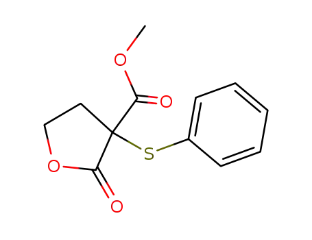 Molecular Structure of 63731-12-4 (3-Furancarboxylic acid, tetrahydro-2-oxo-3-(phenylthio)-, methyl ester)