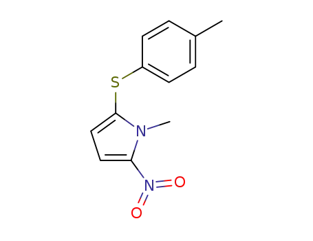 Molecular Structure of 63059-30-3 (1H-Pyrrole, 1-methyl-2-[(4-methylphenyl)thio]-5-nitro-)