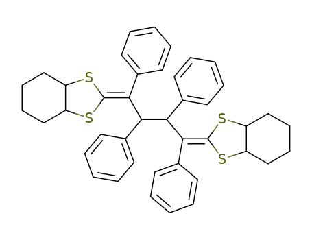 Molecular Structure of 62499-79-0 (1,3-Benzodithiole,
2,2'-(1,2,3,4-tetraphenyl-1,4-butanediylidene)bis[hexahydro-)