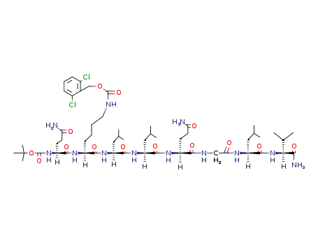 Molecular Structure of 41120-81-4 (tert.-Butyloxycarbonyl-L-glutaminyl-N<sup>ε</sup>-2,6-dichlorbenzyloxycarbonyl-L-lysyl-L-leucyl-L-leucyl-L-glutaminylglycyl-L-leucyl-L-valinamid)