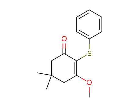 Molecular Structure of 61908-10-9 (2-Cyclohexen-1-one, 3-methoxy-5,5-dimethyl-2-(phenylthio)-)