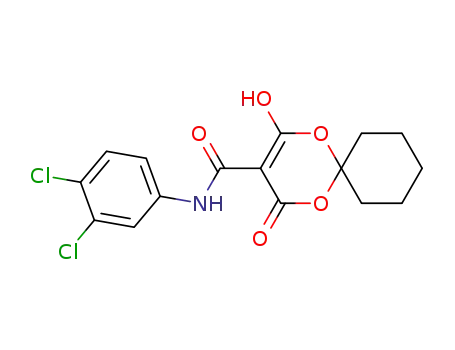 Molecular Structure of 58092-96-9 (1,5-Dioxaspiro[5.5]undec-2-ene-3-carboxamide,
N-(3,4-dichlorophenyl)-2-hydroxy-4-oxo-)