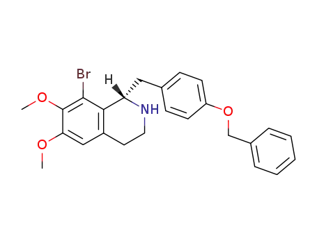 Molecular Structure of 61949-70-0 (Isoquinoline,
8-bromo-1,2,3,4-tetrahydro-6,7-dimethoxy-1-[[4-(phenylmethoxy)phenyl]
methyl]-, (S)-)