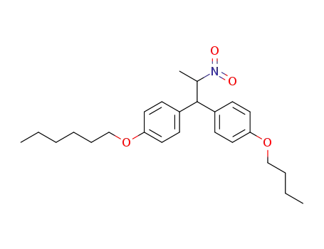 Molecular Structure of 64777-80-6 (Benzene, 1-butoxy-4-[1-[4-(hexyloxy)phenyl]-2-nitropropyl]-)