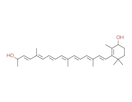 Molecular Structure of 65861-55-4 (2-Cyclohexen-1-ol,
3-(15-hydroxy-3,7,12-trimethyl-1,3,5,7,9,11,13-hexadecaheptaenyl)-2,4,
4-trimethyl-)