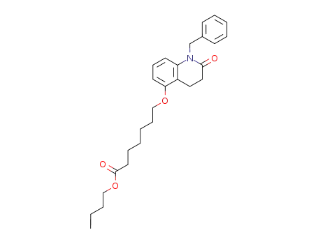 Molecular Structure of 58900-54-2 (Heptanoic acid,
7-[[1,2,3,4-tetrahydro-2-oxo-1-(phenylmethyl)-5-quinolinyl]oxy]-, butyl
ester)