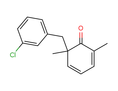 Molecular Structure of 61259-88-9 (2,4-Cyclohexadien-1-one, 6-[(3-chlorophenyl)methyl]-2,6-dimethyl-)