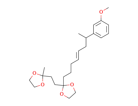 Molecular Structure of 65452-47-3 (1,3-Dioxolane,
2-[2-[2-[7-(3-methoxyphenyl)-4-octenyl]-1,3-dioxolan-2-yl]ethyl]-2-methyl-
, (E)-)
