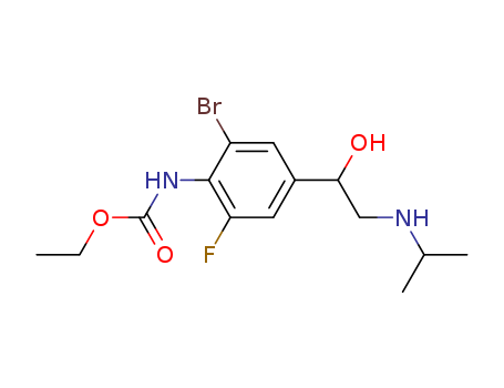Molecular Structure of 105968-27-2 (Carbamic acid,
[2-bromo-6-fluoro-4-[1-hydroxy-2-[(1-methylethyl)amino]ethyl]phenyl]-,
ethyl ester)