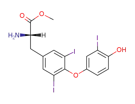 Molecular Structure of 54914-53-3 (L-Tyrosine, O-(4-hydroxy-3-iodophenyl)-3,5-diiodo-, methyl ester)