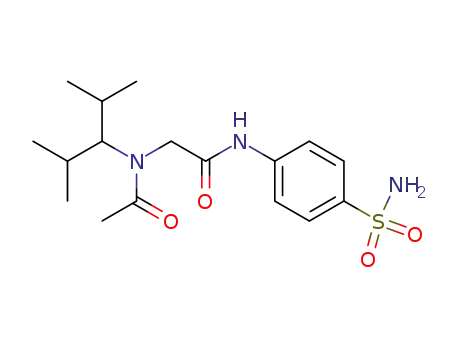 Molecular Structure of 64876-60-4 (Acetamide,
N-[2-[[4-(aminosulfonyl)phenyl]amino]-2-oxoethyl]-N-[2-methyl-1-(1-meth
ylethyl)propyl]-)