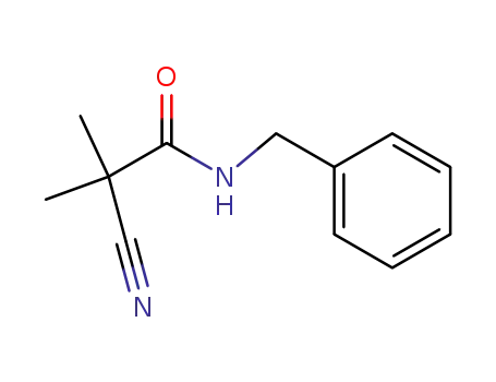Molecular Structure of 69656-98-0 (Propanamide, 2-cyano-2-methyl-N-(phenylmethyl)-)