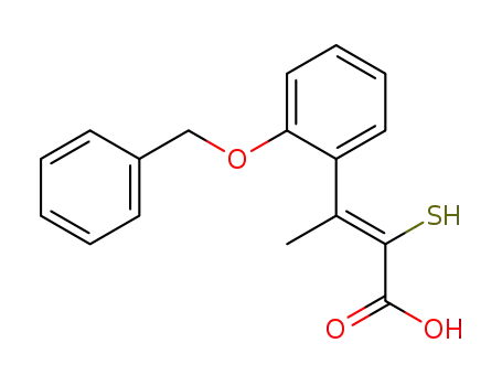 Molecular Structure of 39712-70-4 (2-Butenoic acid, 2-mercapto-3-[2-(phenylmethoxy)phenyl]-)